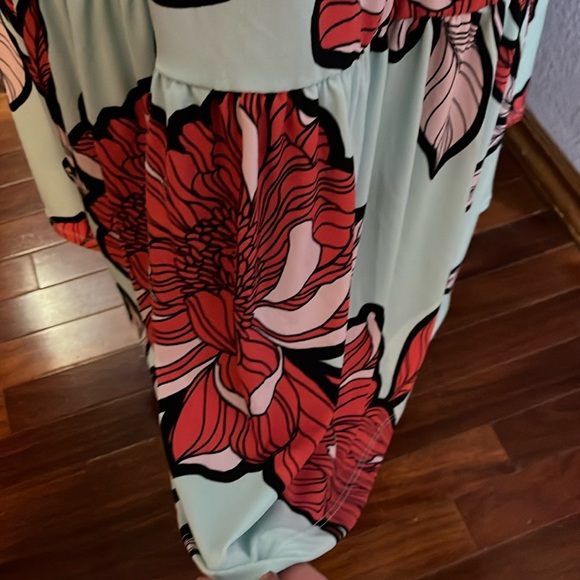 Iman Global Chic Maxi Dress Green Tropical Print Sleeveless NWOT Sz 4X - Picture 7 of 14